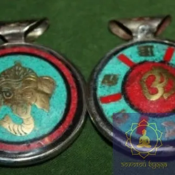 Тибетський амулет Ганеша й Ом (Ом Мані Паді Хум)