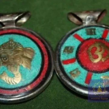 Тибетський амулет Ганеша й Ом (Ом Мані Паді Хум)