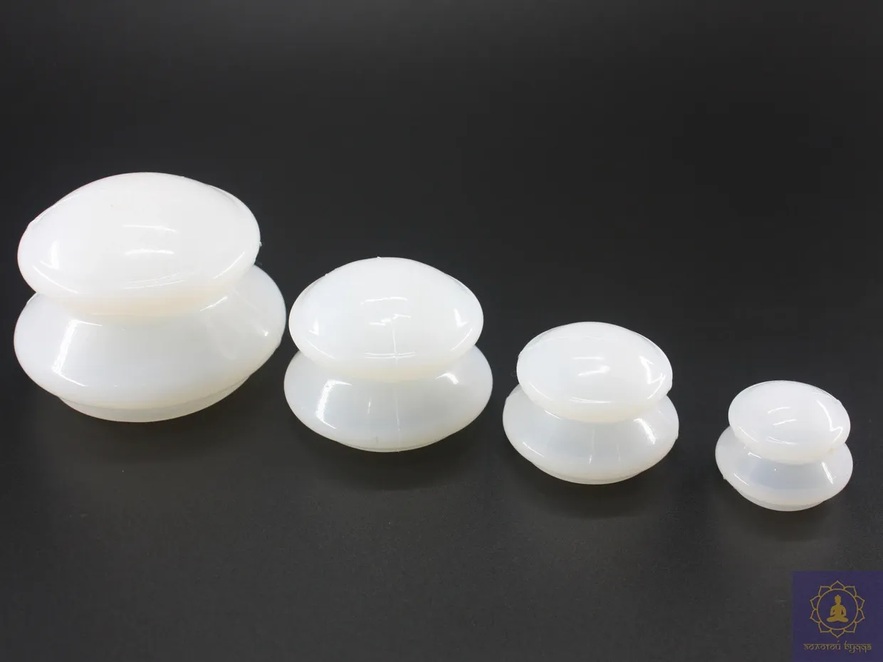 Банки силиконовые для вакуумного массажа белые. Набор 4 шт.