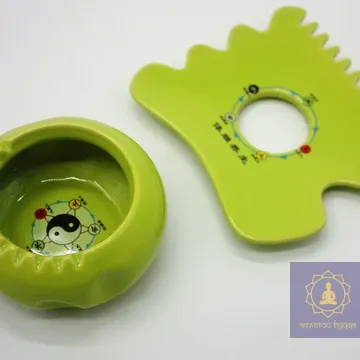 Скребок Гуаша керамічний П'ять стихій зелений