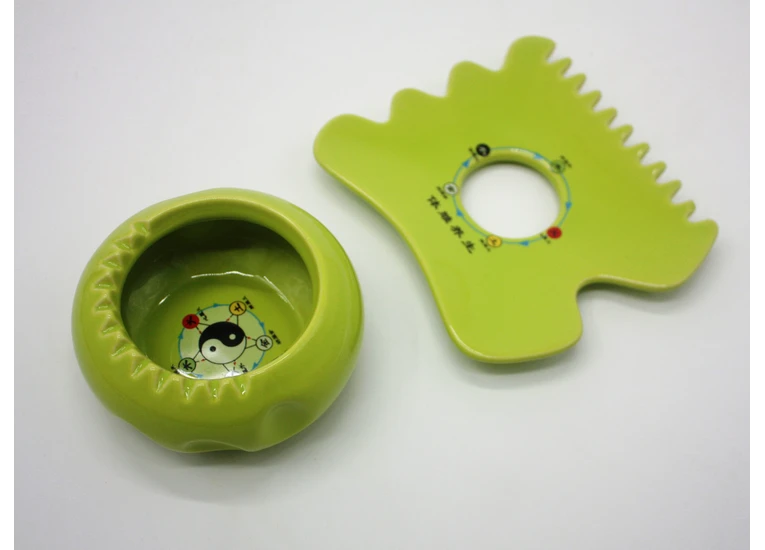 Скребок Гуаша керамический Пять стихий зеленый