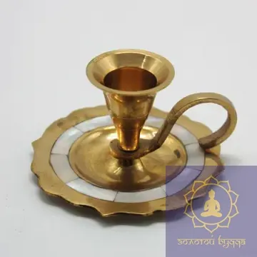 Підсвічник латунь з перламутром.