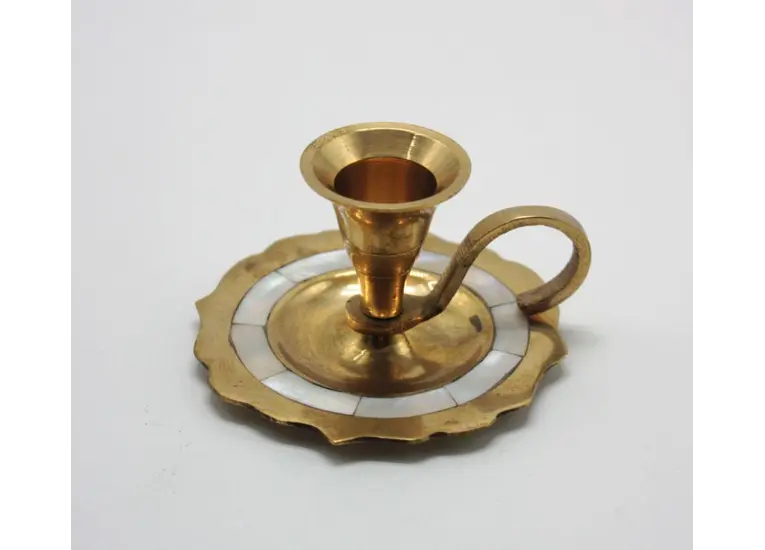 Подсвечник латунь с перламутром.