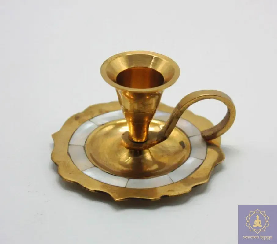 Підсвічник латунь з перламутром.