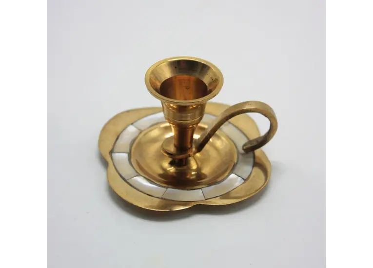 Подсвечник латунь с перламутром.