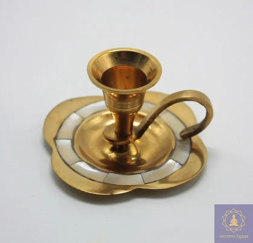 Подсвечник латунь с перламутром.