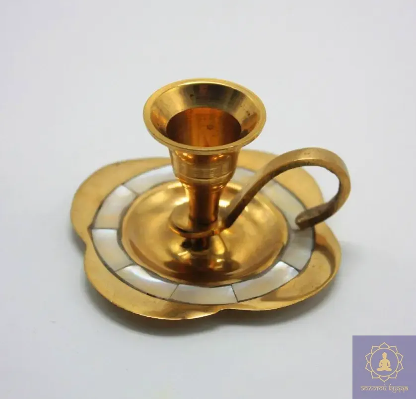 Підсвічник латунь з перламутром.