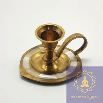 Подсвечник латунь с перламутром.