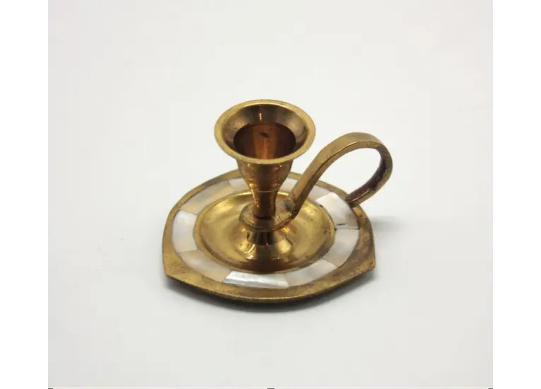 Подсвечник латунь с перламутром.