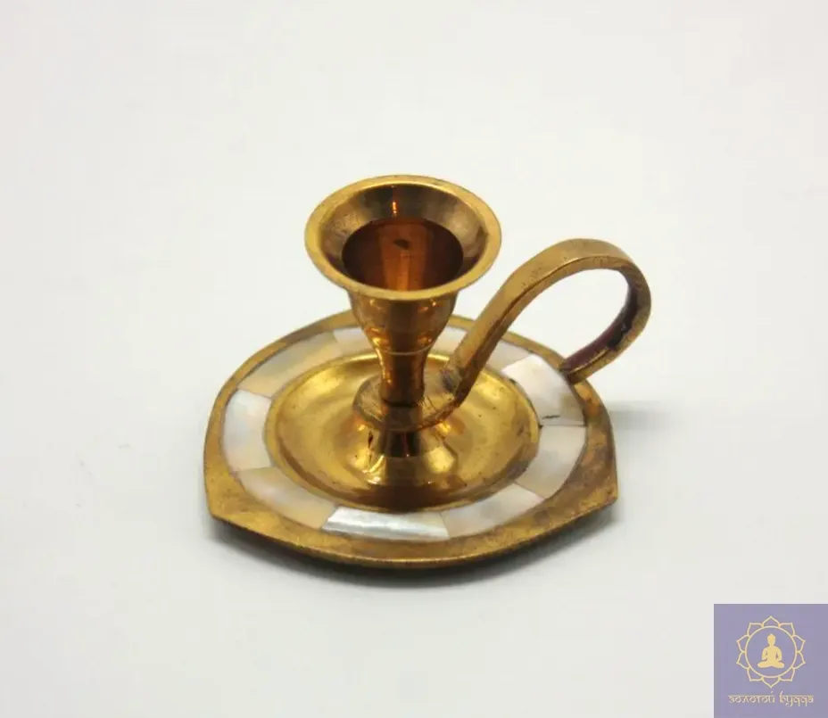 Підсвічник латунь з перламутром.