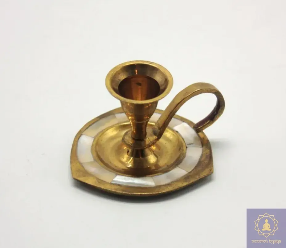 Подсвечник латунь с перламутром.