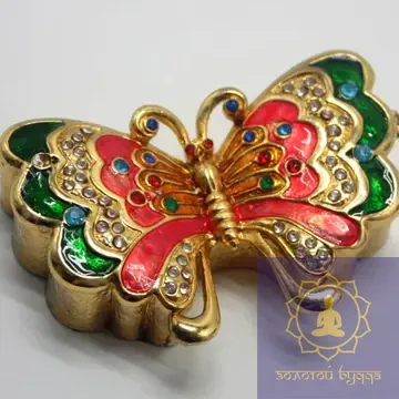 Шкатулка позолота бабочка большая