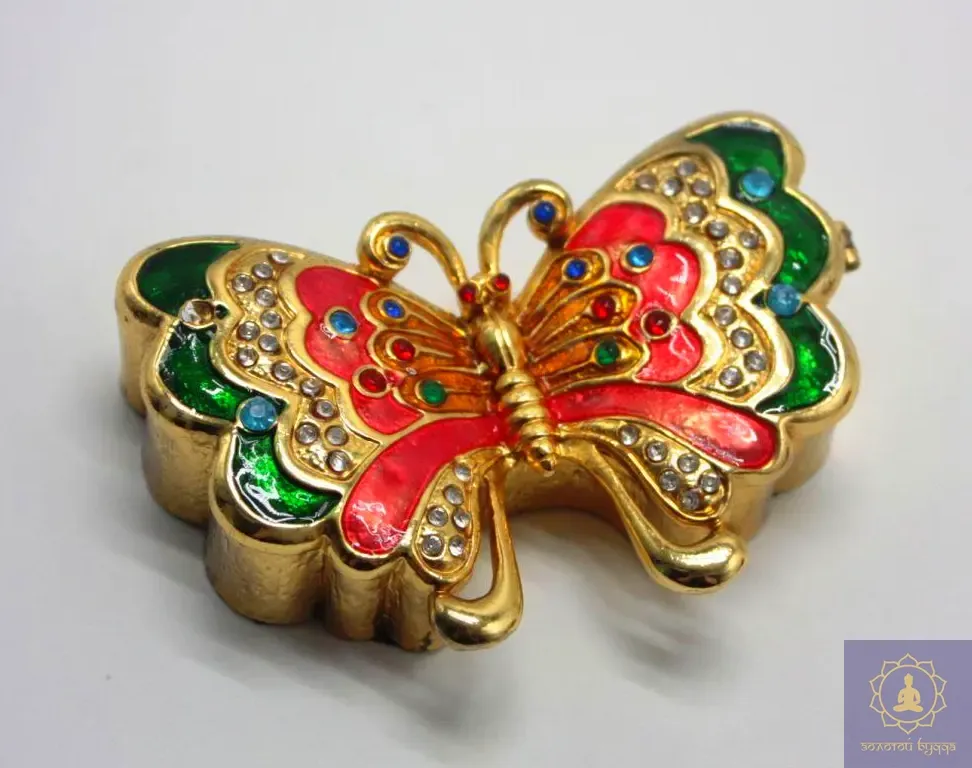 Шкатулка позолота бабочка большая