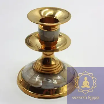 Подсвечник латунь с перламутром.