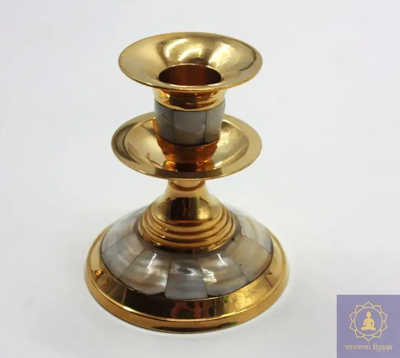 Подсвечник латунь с перламутром.