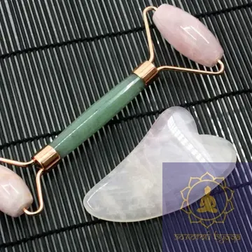 Массажный набор Гуа-ша, ролик и скребок.