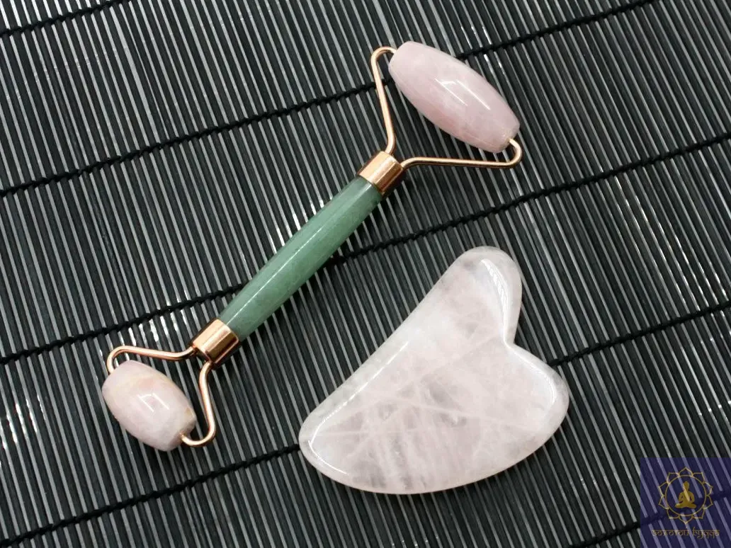 Массажный набор Гуа-ша, ролик и скребок.