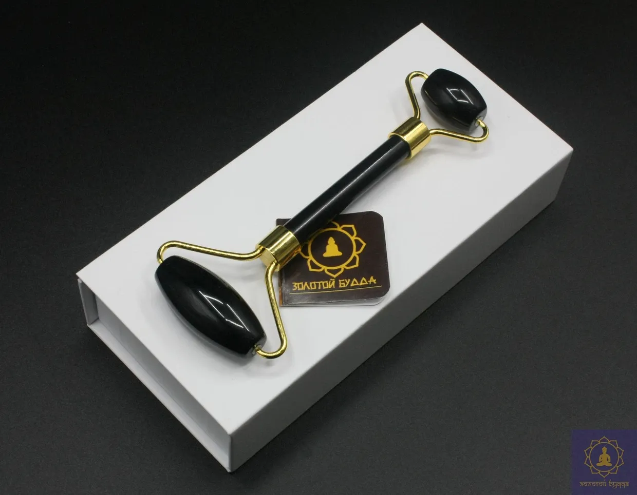 Ролик массажный, обсидиан.