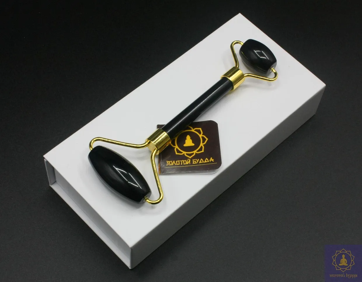 Роллер масажний, обсидіан.