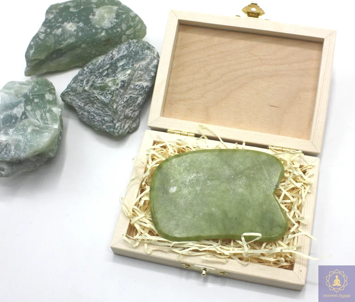 Скребок Гуаша нефрит жад в подарунковій упаковці