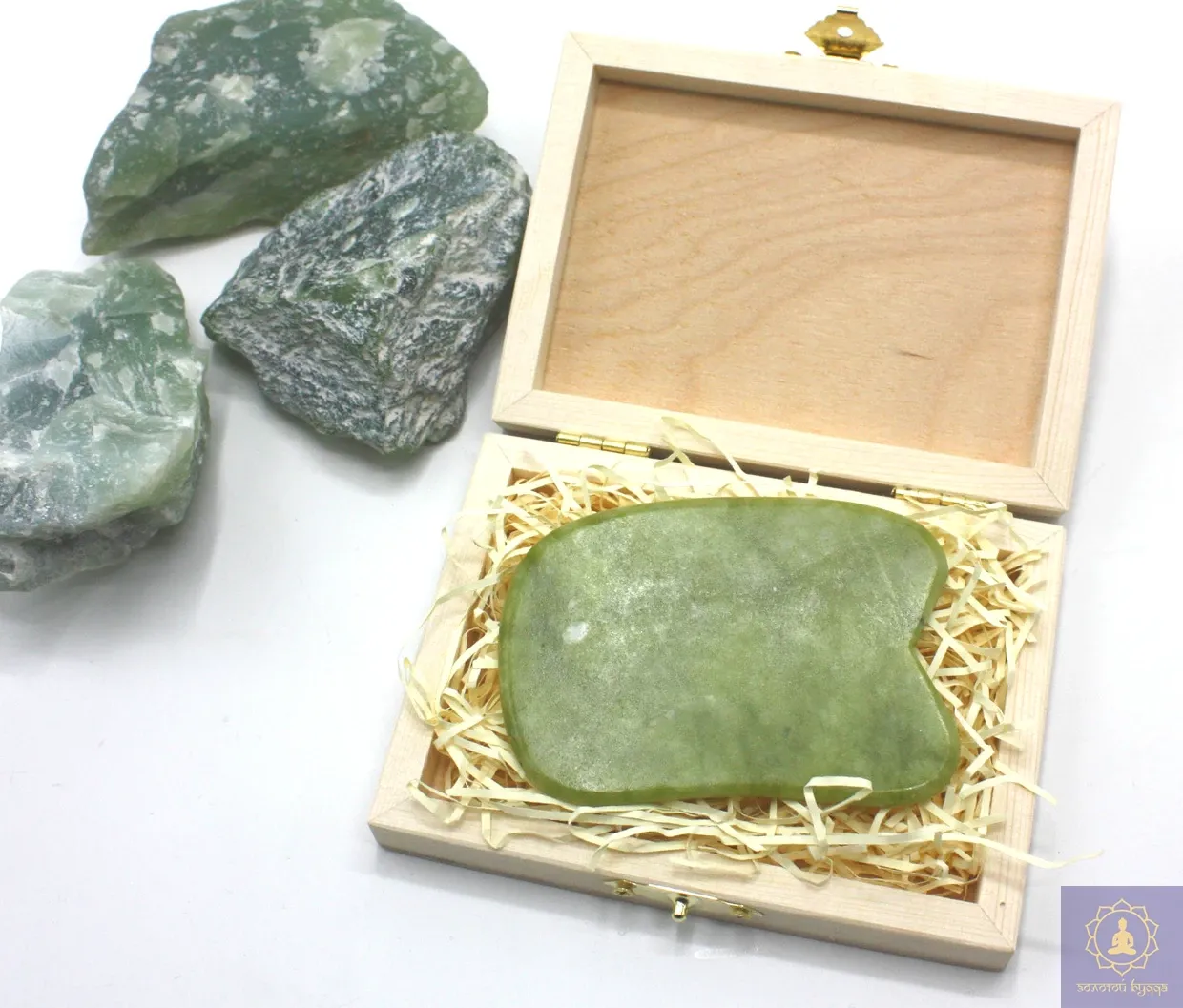 Скребок Гуаша нефрит жад в подарунковій упаковці