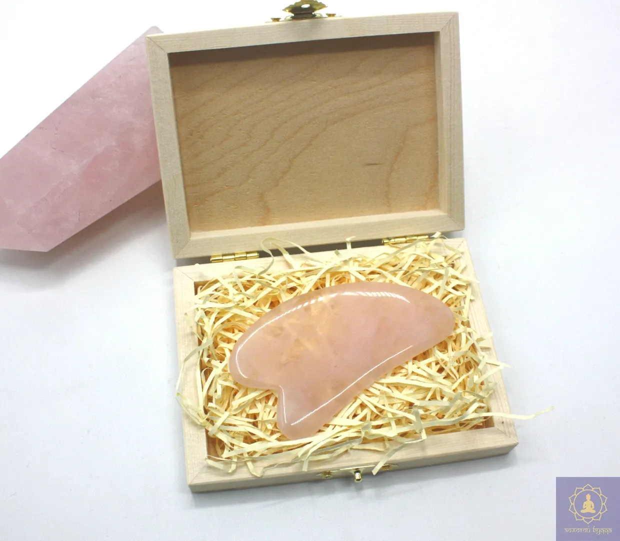 Массажер гуаша кварц лапка в подарочной упаковке