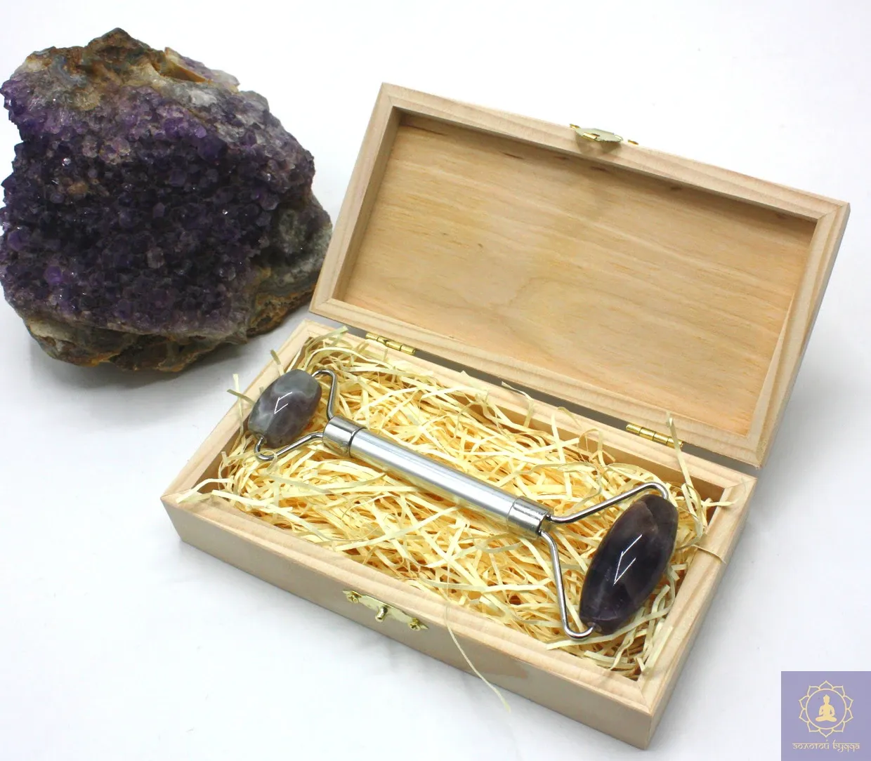 Масажер гуаша, ролик з аметисту.