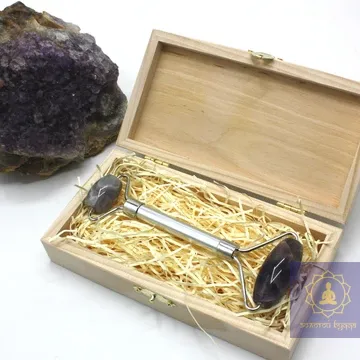 Массажер гуаша, ролик из аметиста.