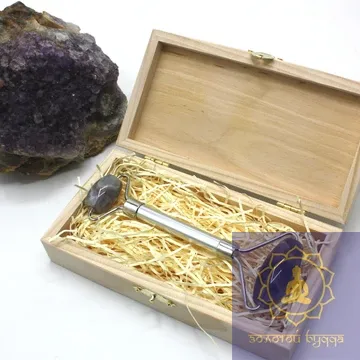 Масажер гуаша, ролик з аметисту.