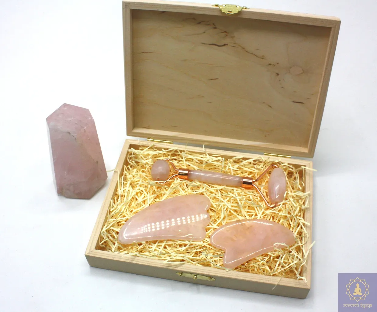 Масажний набір гуаша з рожевого кварцу.