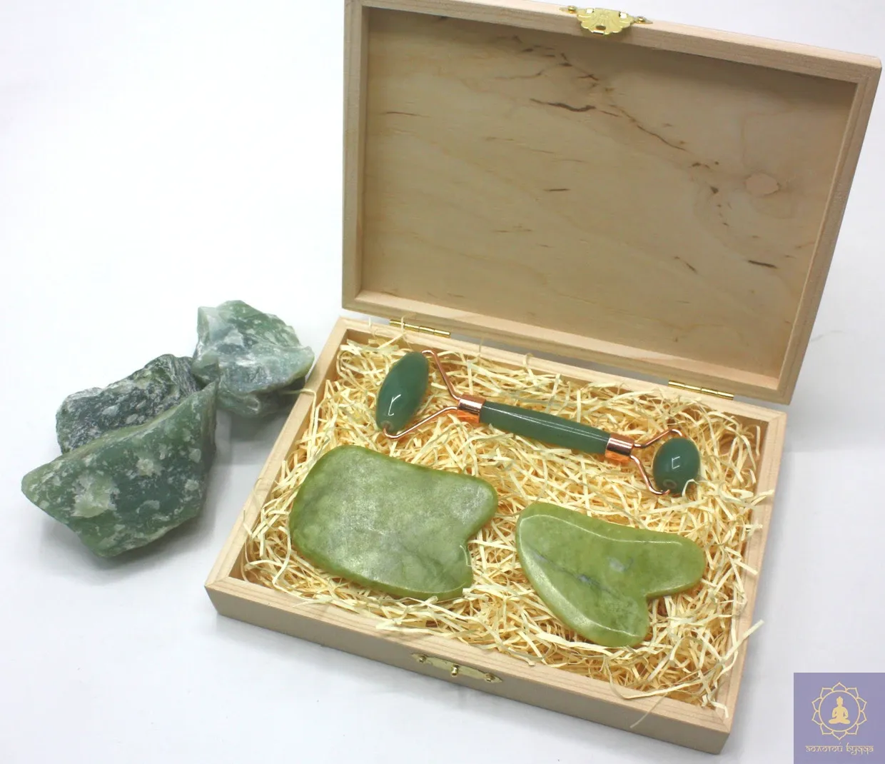 Масажний набір гуаша з нефрит жад.
