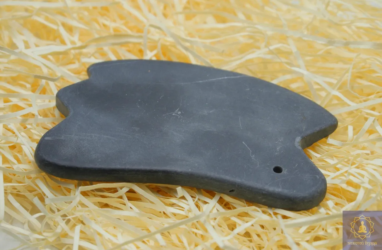 Скребок шунгит Гуаша Бянь Ши пятипалый