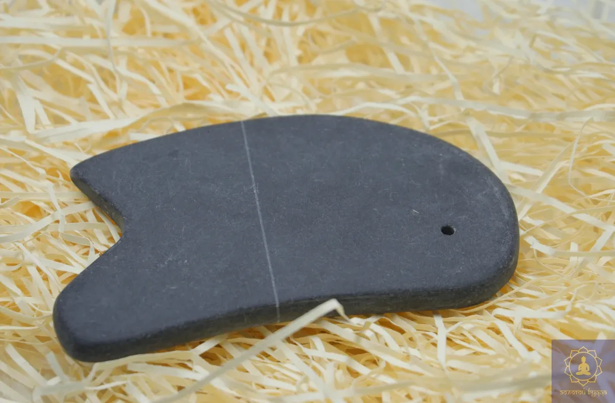 Гуаша скребок шунгит Бянь Ши овал с выемкой