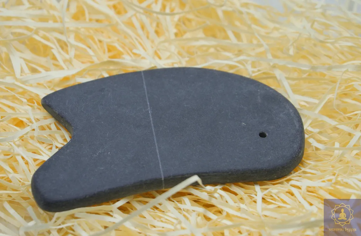 Гуаша скребок шунгіт Бянь Ши овал з виїмкою