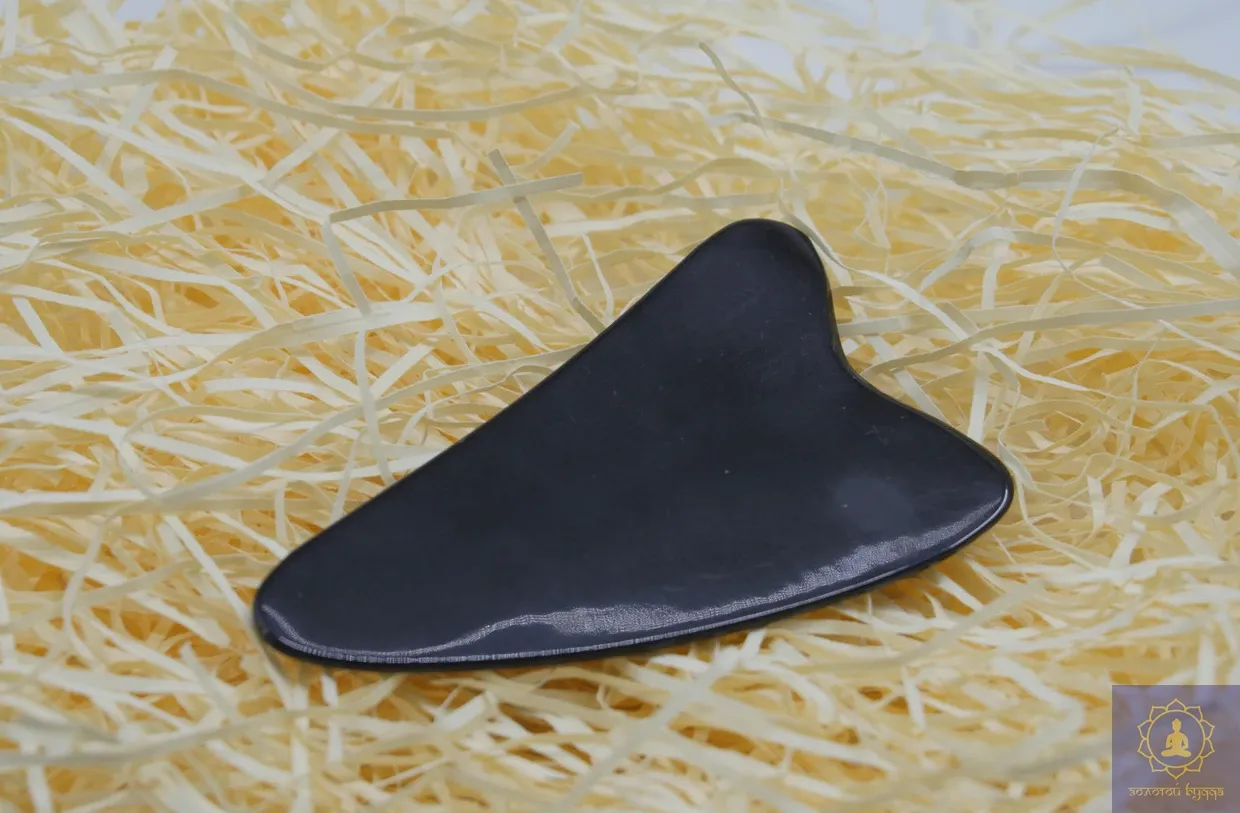 Скребок Гуаша рог буйвола лапка 2х -палая черная