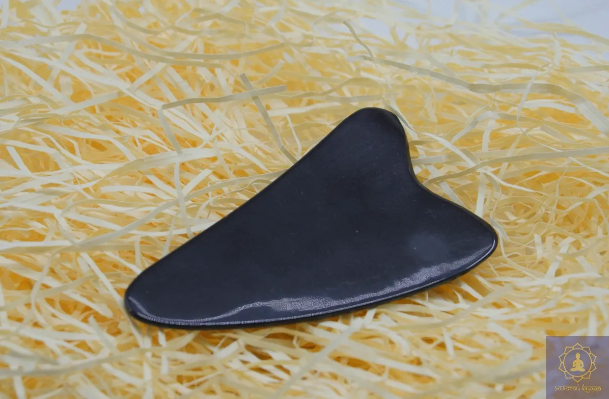 Скребок Гуаша рог буйвола лапка 2х -палая черная