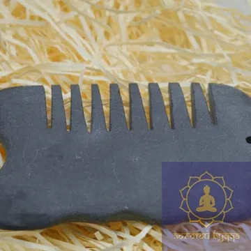 Масажер шунгіт Гуаша гребінь прямий з виїмкою