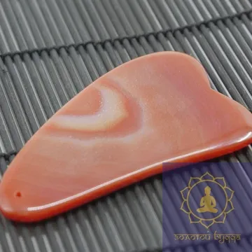 Гуаша скребок сердолік-агат лапа 2х- пала