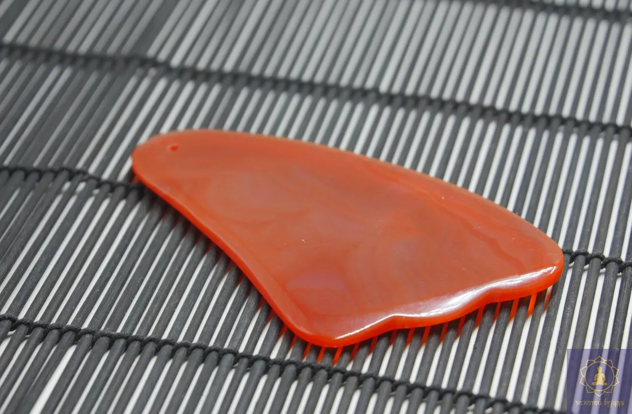 Гуаша скребок сердолік-агат лапка 3-х пала