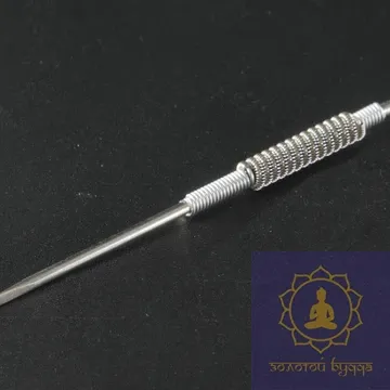 Тригранна голка для акупунктури 6,5 см з ручкою