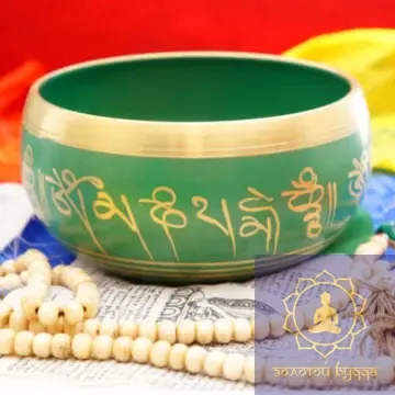 Поющая чаша литая Непал Зелёная 15см.