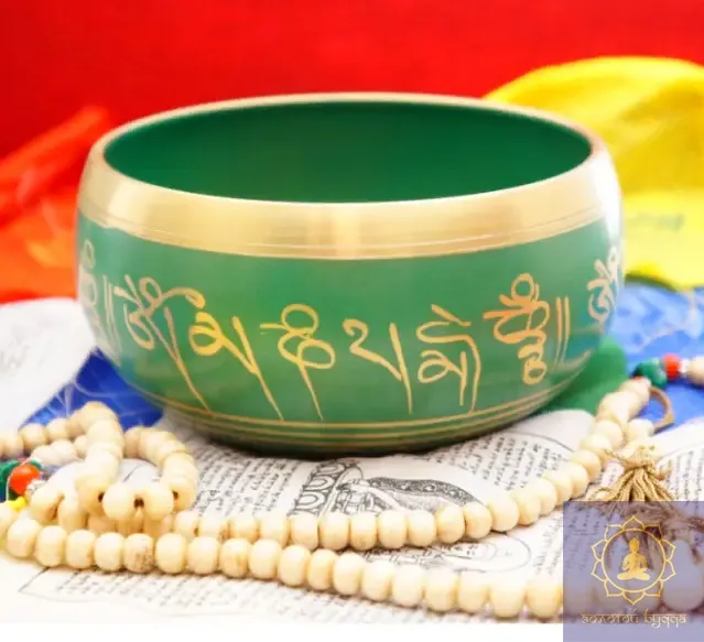 Поющая чаша литая Непал Зелёная 15см.