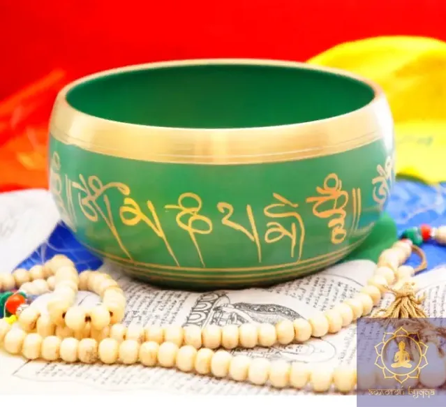 Поющая чаша литая Непал Зелёная 15см.