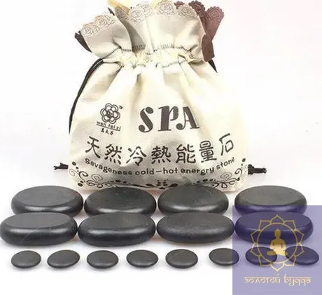 Камни для стоун массажа 16 шт с термо-нагревателем
