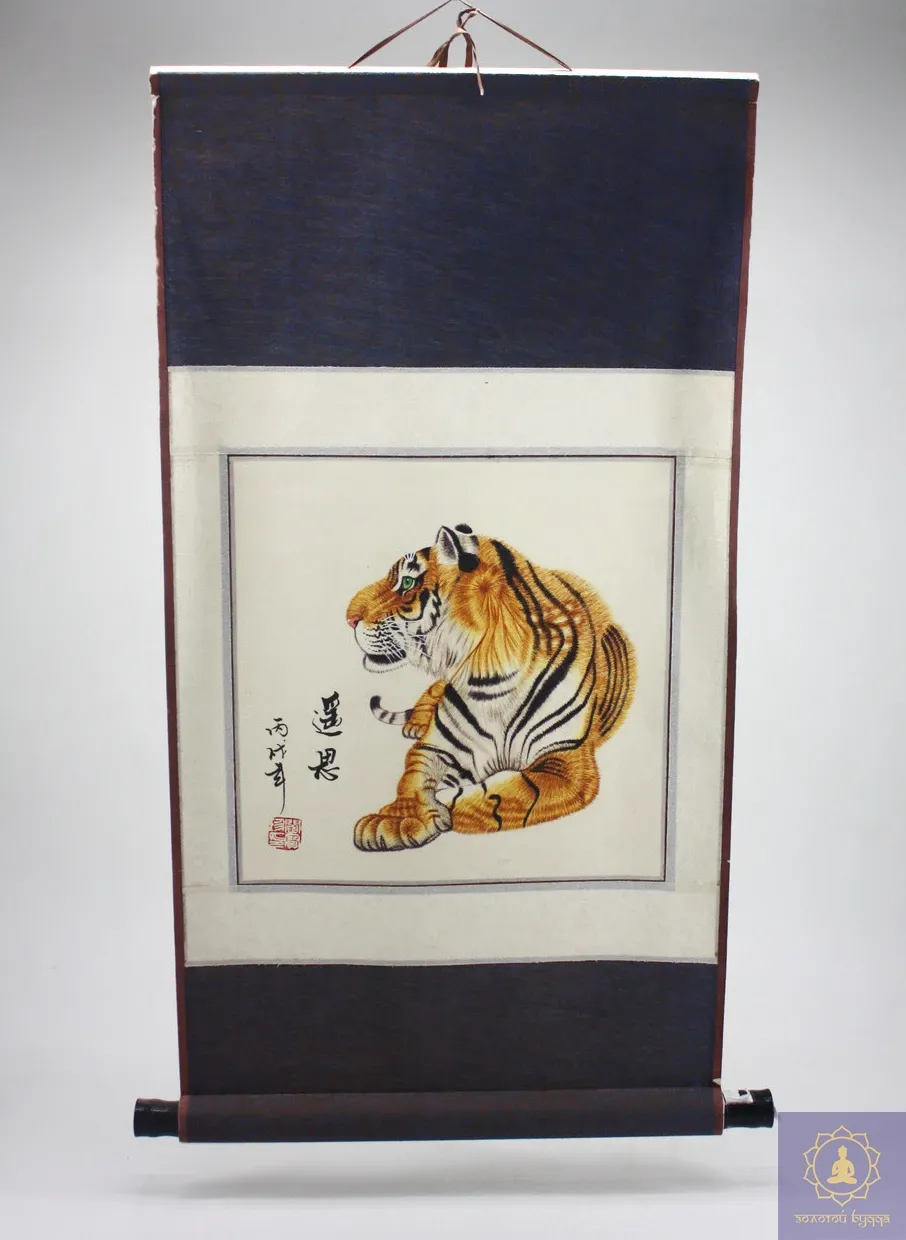 Панно з тигром (шовк і рисовий папір)