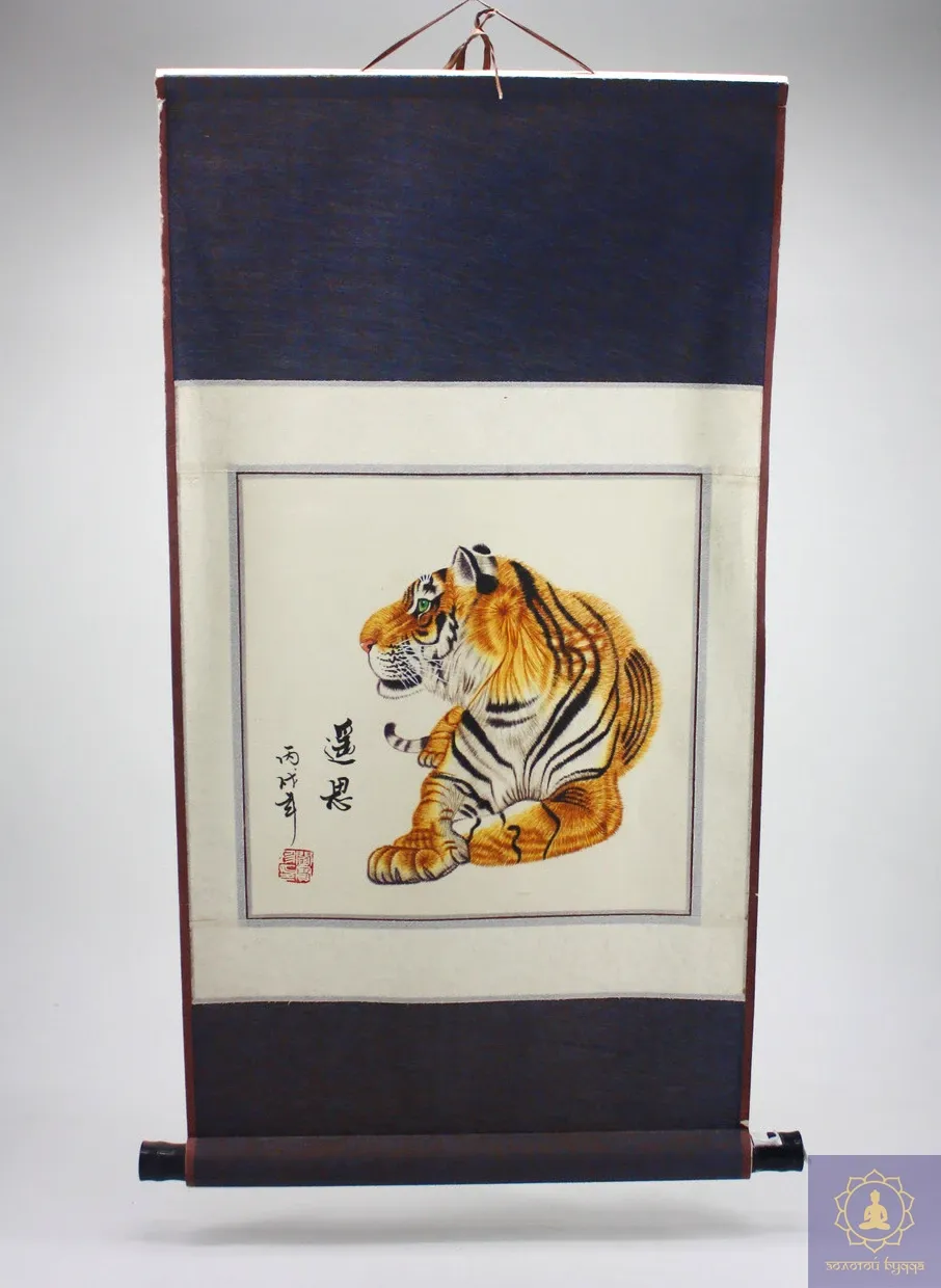 Панно с тигром (шелк и рисовая бумага)