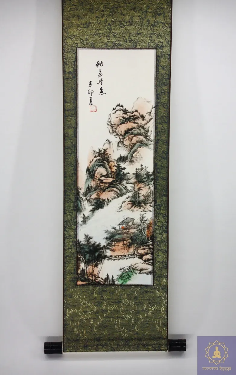 Гобелен - дом в заснеженных горах (рисовая бумага)