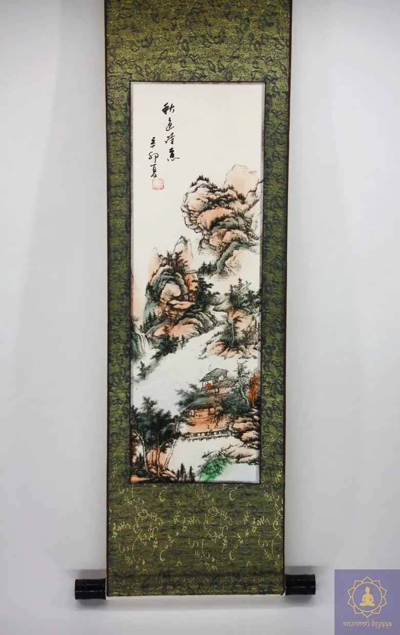 Гобелен-будинок у засніжених горах (рисовий папір)