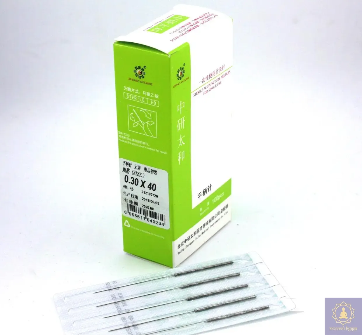 Иглы Zhongyan Taihe для акупунктуры и рефлексотерапии 0,3*40 мм 100 игл