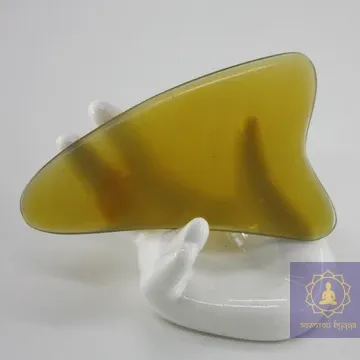 Скребок Гуаша рог буйвола лапка 2х -палая, светлая